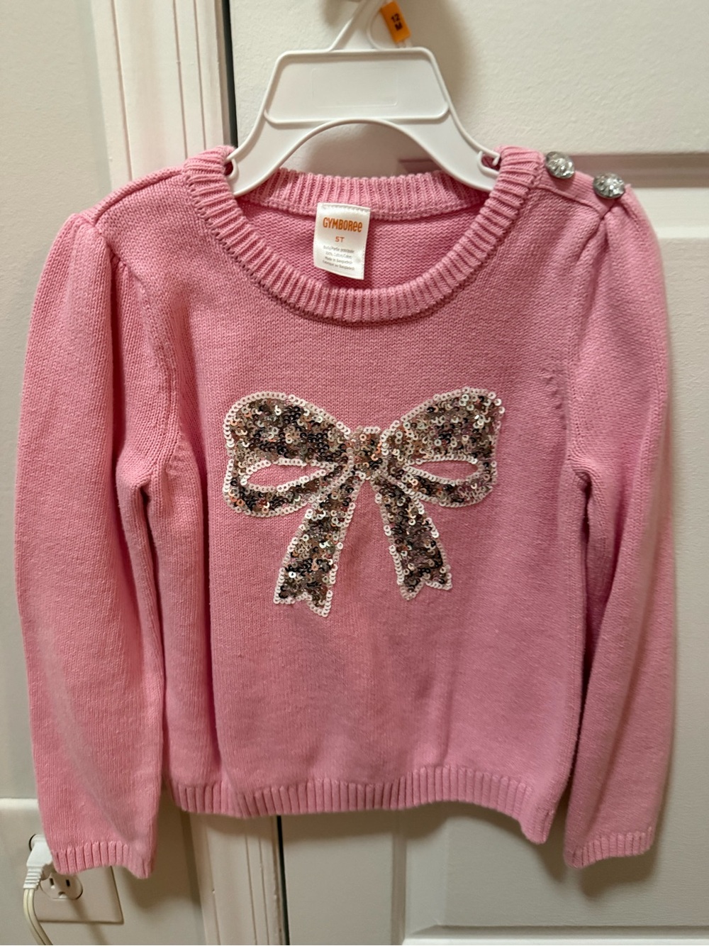 Gymboree Pink Sequin Bow Sweater Top